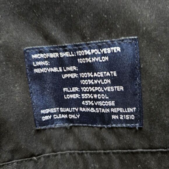 Ralph Lauren Mens Black Trench Coat, Zip-out Liner, Size 46R Vented $225 Retail - Picture 2 of 4